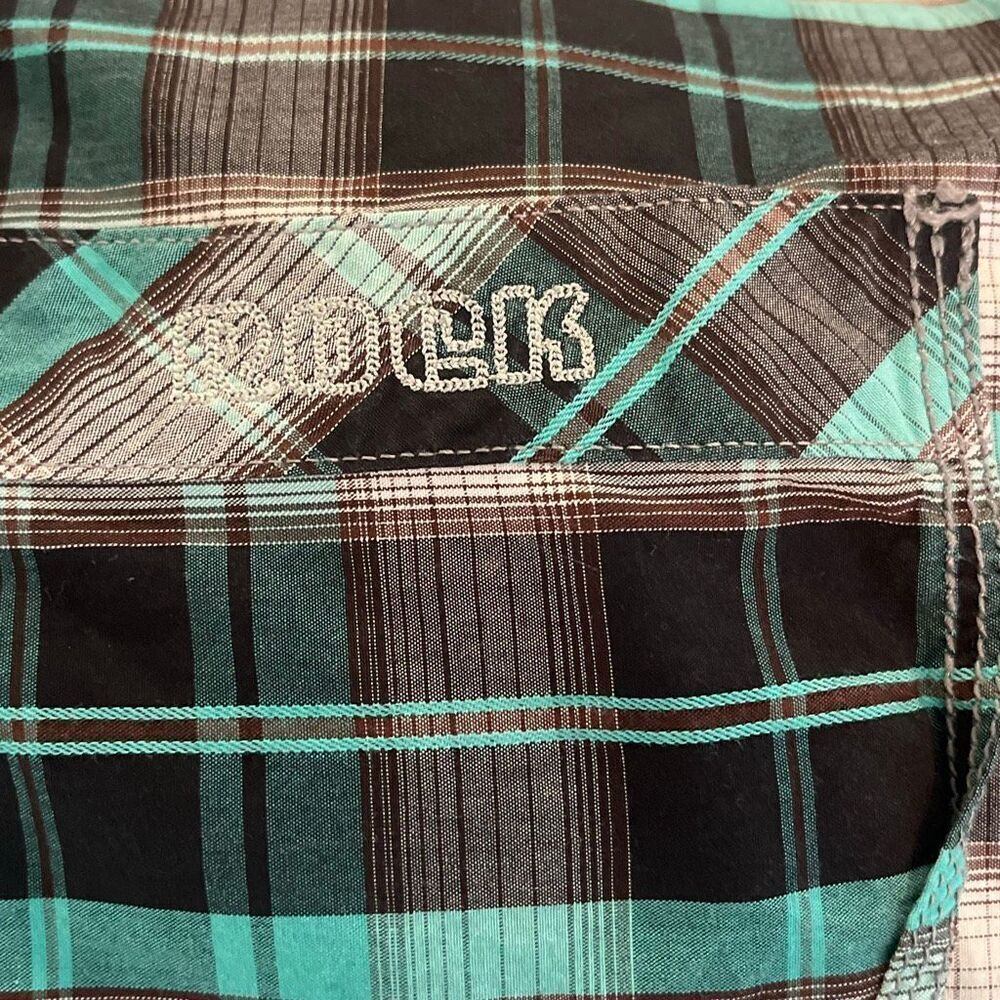 Rock & Roll Cowboy Plaid Long Sleeve Pearl Snap Shirt Large - Picture 5 of 7